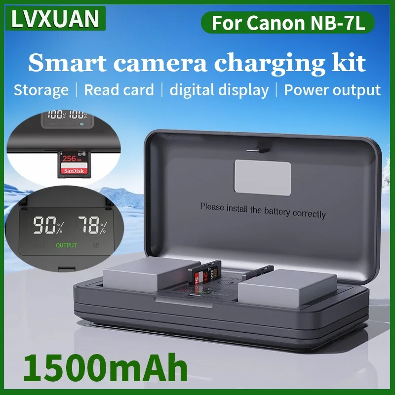 

LVXUAN NB-7L Battery and LCD USB Charger for Canon PC1305,G11,PC1428,G12,PC1560,SX301S,PC1564 Cameras。Has card reading function