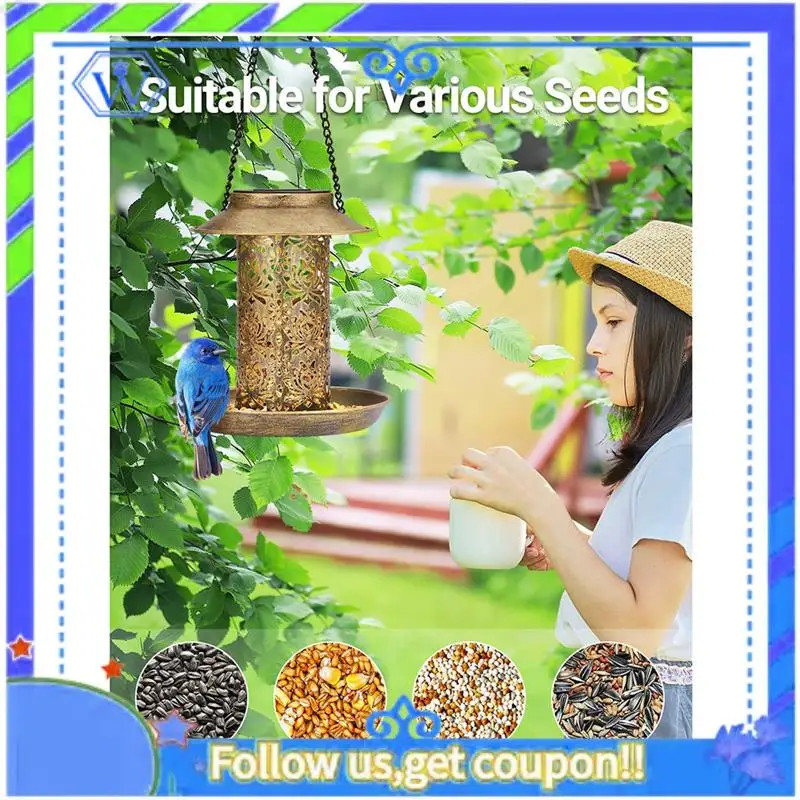 

Easy To Use Solar Bird Feeder Metal Wild Bird Feeder For Cardinals Solar Garden Lantern With S Hook