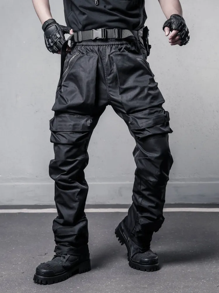 High Street Pants Men's Heavy Duty Tactical Multi Pocket Work Pants Popular Straight Leg Casual Streetwear Pants