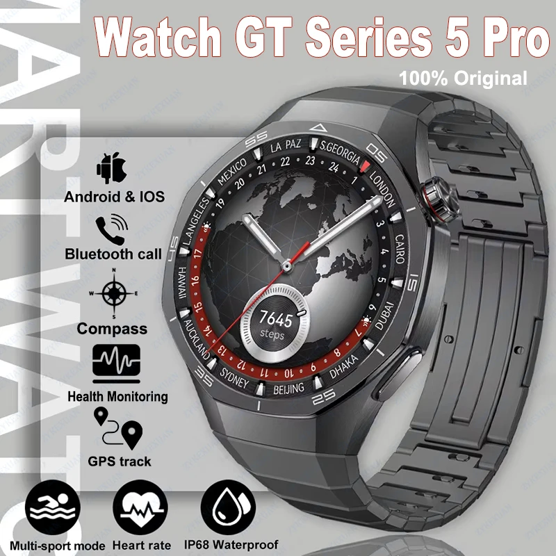 Watch GT Series 5 Pro GPS Sports Smart Watch Men Heart Rate Bluetooth Call NFC Compass Waterproof Men SmartWatch For Android iOS