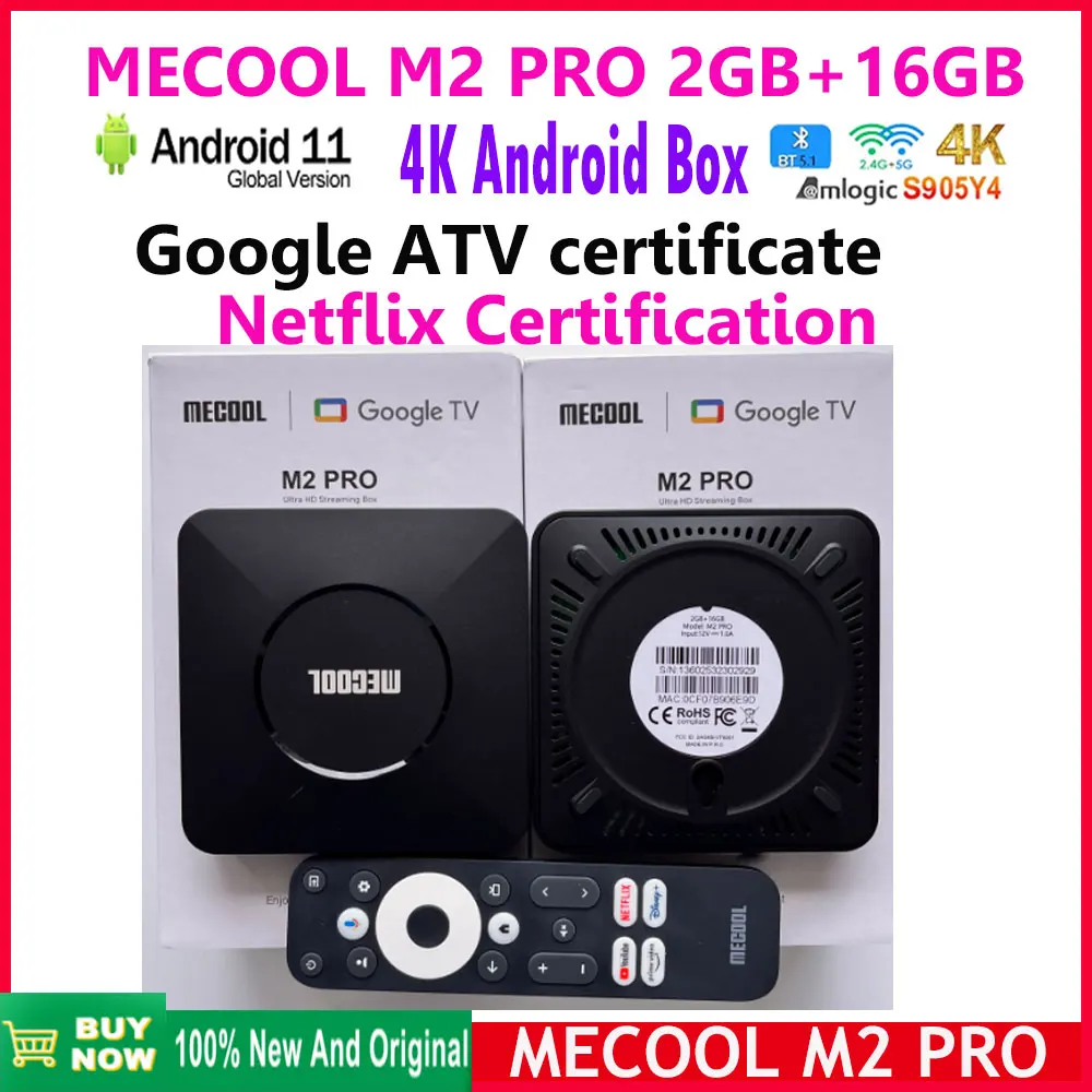 2025 وصول جديد MECOOL Android TV Box M2 PRO Amlogic S905Y4 NETFLIX 4K HDR Google TV Dolby Audio ip TV box الإصدار العالمي