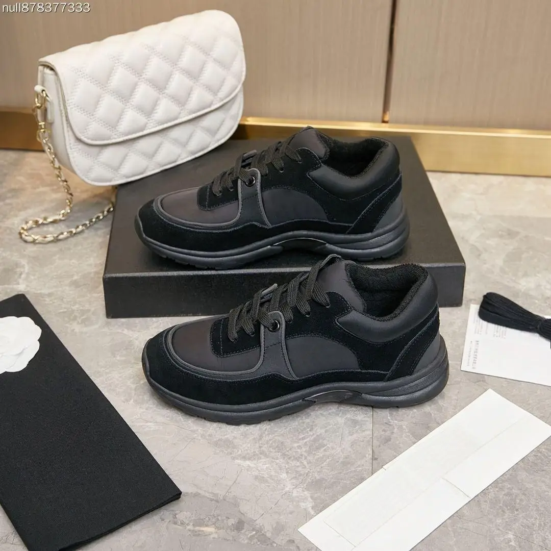 Unisex All‑Black Suede Nylon Splicing Sneakers Lace‑Up Mid‑Top Casual Sports Shoes for Men Women