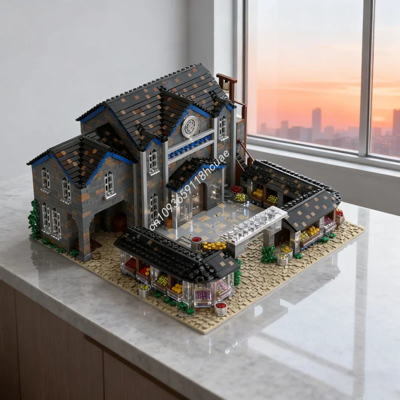 

8036 деталей MOC: Модель рынка западной Европы из серии Age of Empires, строительные блоки, архитектурные конструкторы, рождественский подарок, идея для самостоятельной сборки, подарок на день рождения для детей