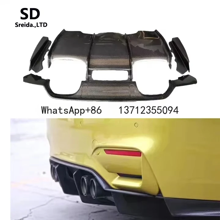 PS-M style Carbon Fiber Rear Bumper Diffuser Lip Spoiler Under tray For BMW F80 F82 M3 M4 15-20 Auto Body Systems