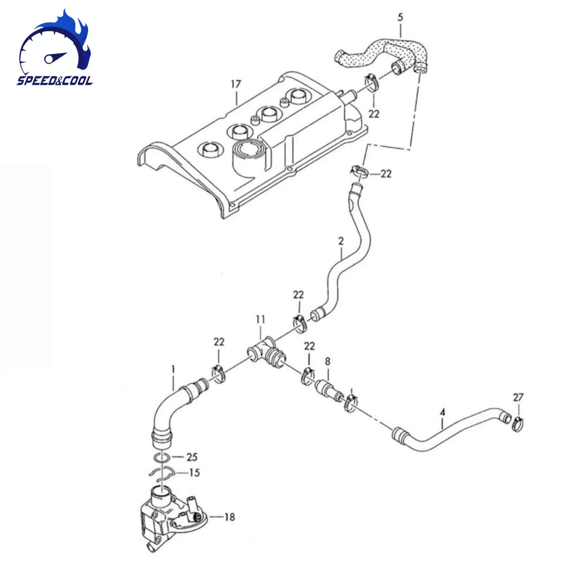 SPEED&COOL For 1999-2005 VW Bora Jetta Golf Mk4 1.8T AUQ AUM 2001-2003 Audi A3 Car Silicone Crankcase Breather Hose Tube Pipe