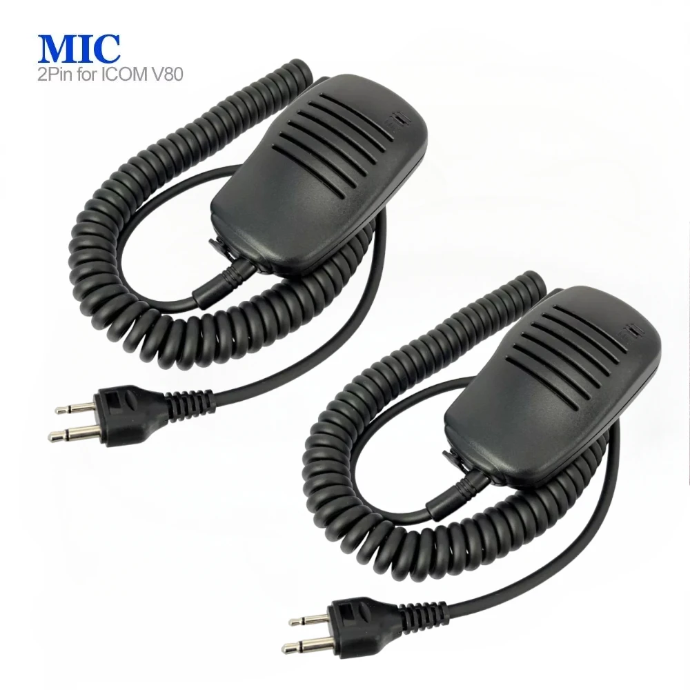 2PC 2Pin PTT Handheld Speaker Mic Microphone for ICOM IC-V8 IC-A2 IC-V80 IC-V85 IC-F3S IC-V82 Vertex VX-200 Radio Walkie Talkie