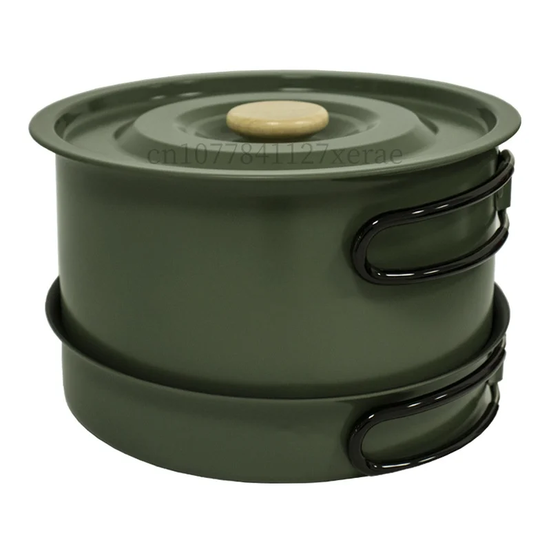 Juego de ollas para exteriores de 0,9l/1,2l/2,2l/3,5l, 4 Uds., olla portátil ligera de acero inoxidable para acampar, Picnic, cocina, utensilios de cocina de gran capacidad