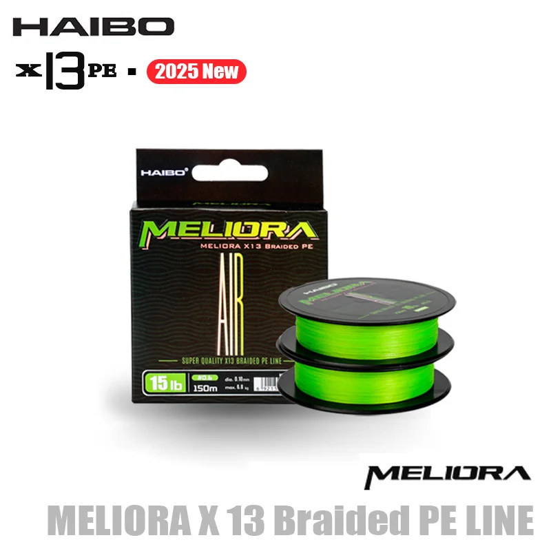 HAIBO 2025 NEW MELIORA X13 PE Line 150m Fluorotec Coating 13 Braided HMPE Wear-resistant Imported Custom Fishing Line