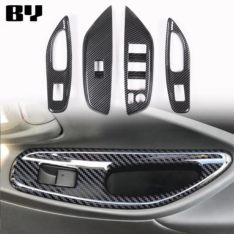 ABS Carbon Fiber Car Window Glass Lift Button Switch Trim Cover For Toyota Yaris Cross 2020-2023 Accessories RHD