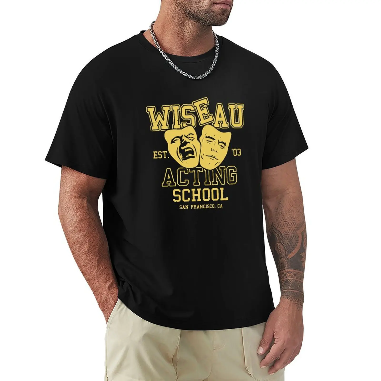 Wiseau Acting School T-Shirt t shirts for man pack cotton T-Shirt