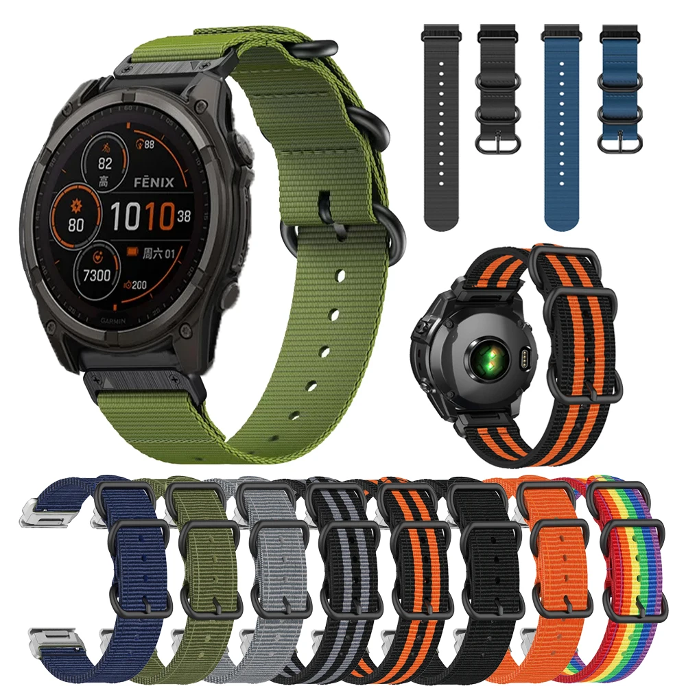 26 22mm QuickFit Watch Band For Garmin Fenix 8 E 47 51mm 7 7X 6 6X 5 5X Plus/Epix Pro Gen 2/Enduro 3 Sport Nylon Strap Bracelet