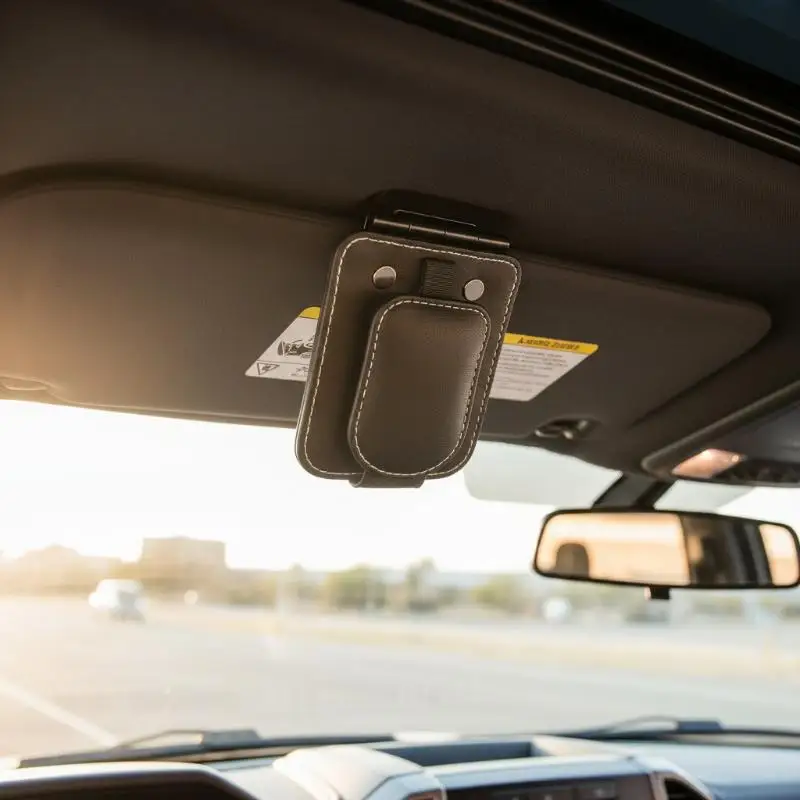 Magnetic Car Sunglasses Holder Anti-scratch Soft Pad Sun Visor Glasses Clip Portable Eyeglasses Hanger for Road Trip Use