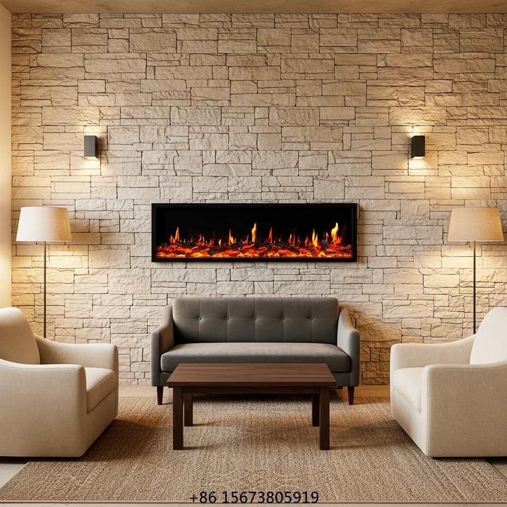 70.87 Inch LCD Electric Fireplace - Real Flame, Multi-Color Flames, Adjustable Heating, Remote & Voice Control, CE Certified