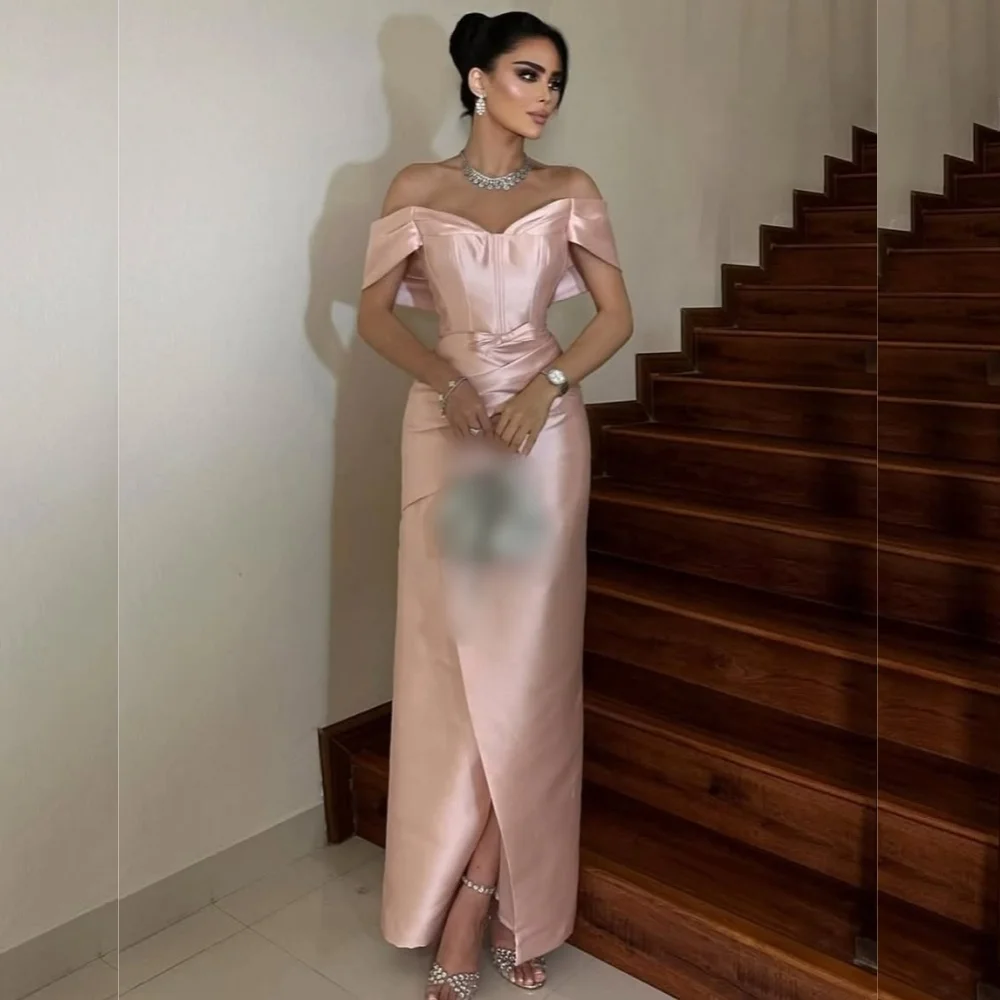 

Формальные повседневные платья миди со складками из шармезы по индивидуальному заказу, прямые платья миди с открытыми плечами, мода на заказ