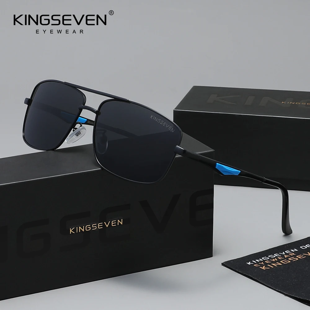 Lunettes de soleil rectangulaires polarisées classiques KINGSEVEN pour hommes et femmes, en aluminium et magnésium, protection UV400, pour la conduite