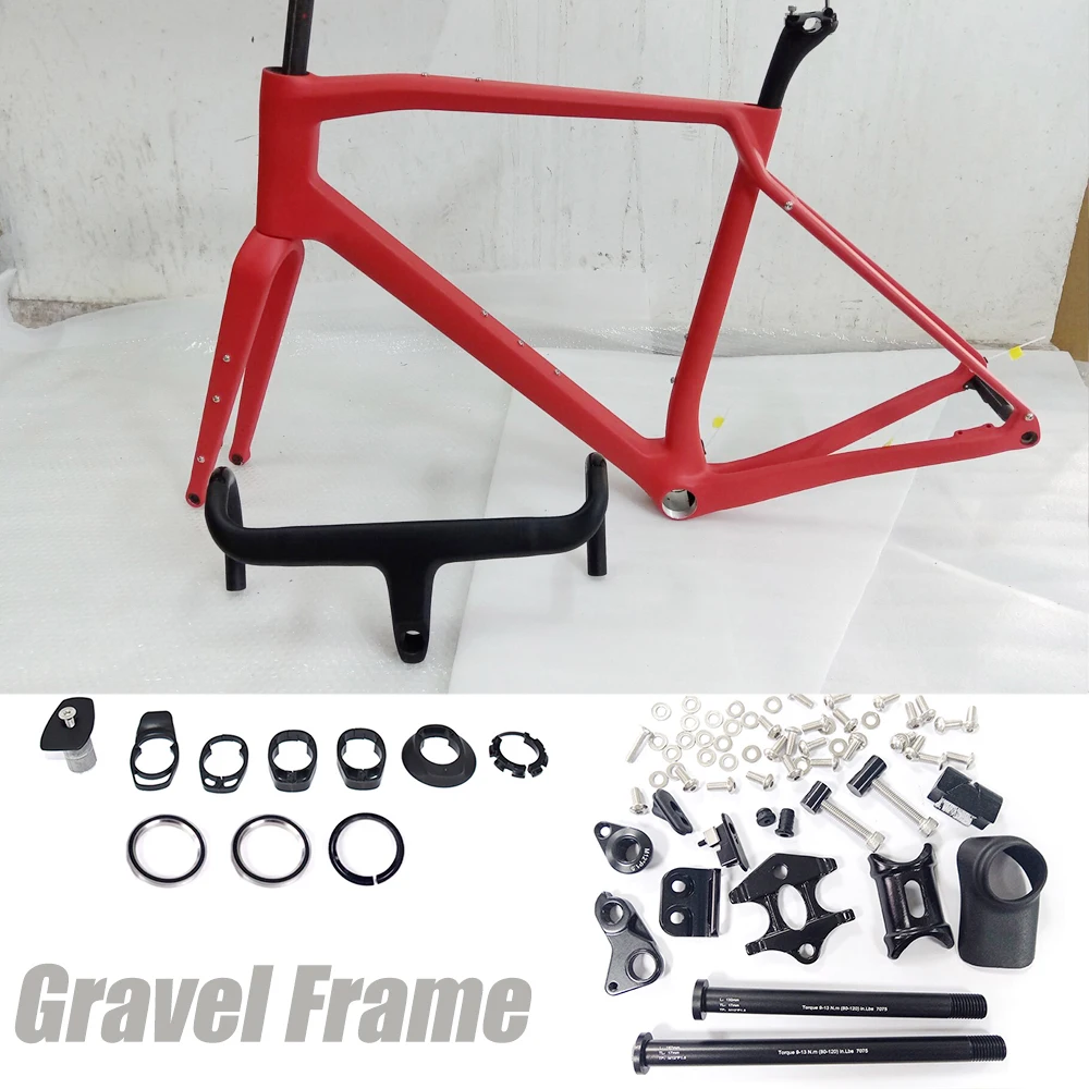 Carbon Gravel Bicycle Frame, Road Bike Frame, Flat Mount, Disc Brake, DIY Color, 700C * 47C, BB386 Carbon Frame