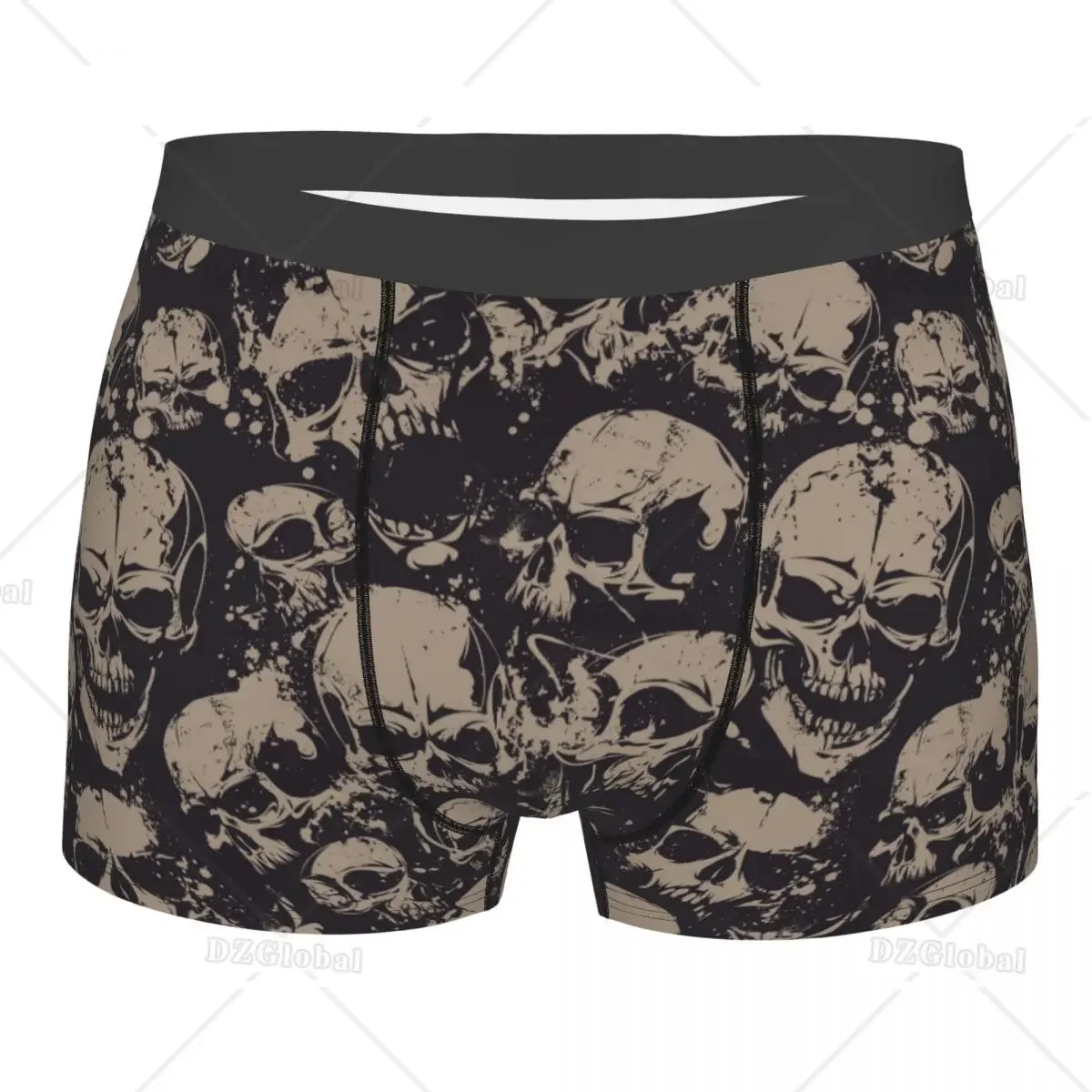 Funny Boxer Shorts Panties Men\'s Grunge Pattern with Skulls Rock Underwear Breathable Underpants for Male