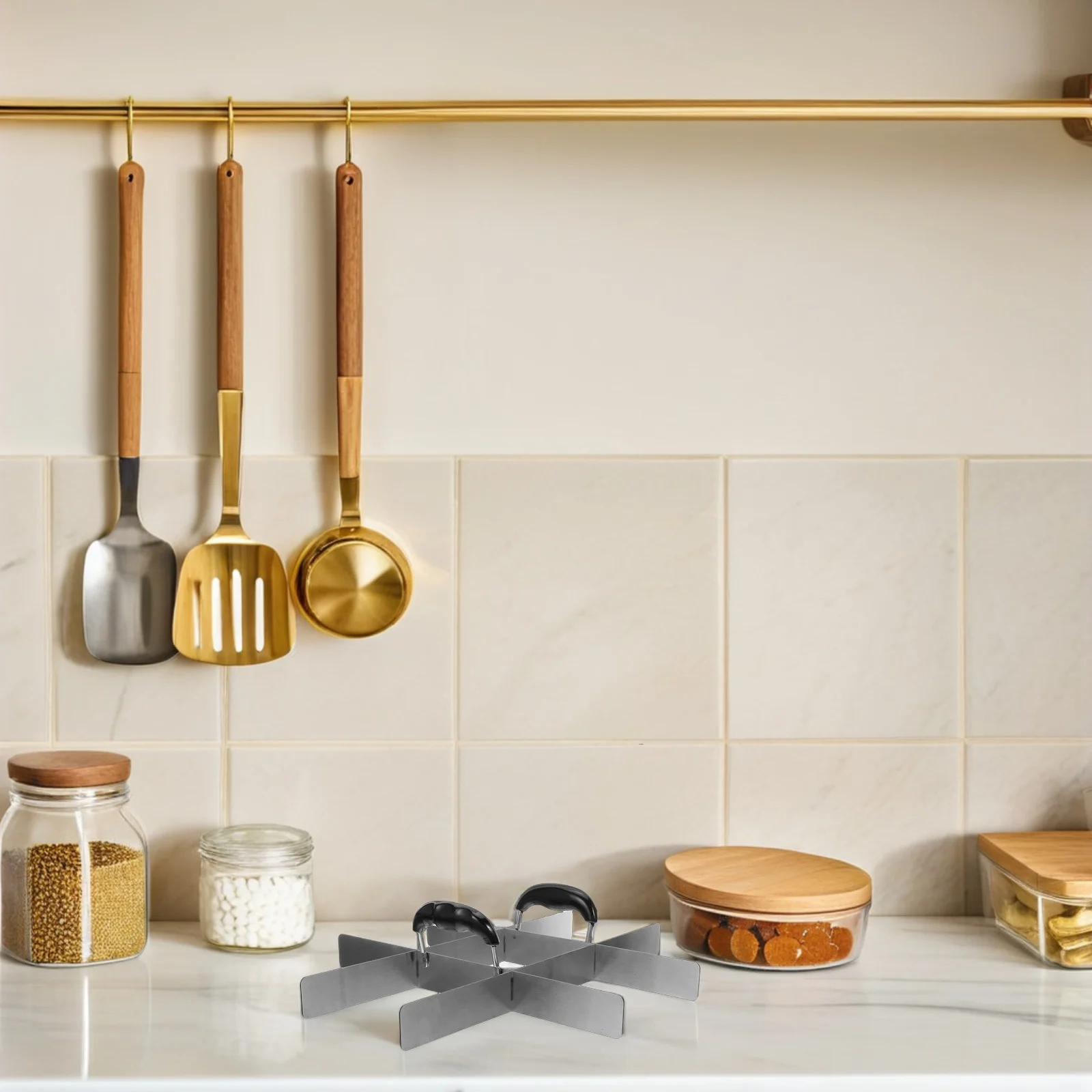 

9 Grids Stainless Steel Cake Divider Brownie Pie Cheesecake Slicer Rectangular Bread Cutting Guide Baking Tool Kitchen