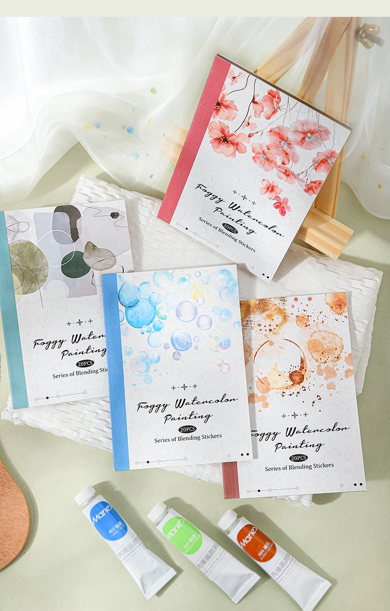 Journal GO 20 Stück Nebeliger Aquarell-Blumensticker Weiche Kunstvolle Dekorative Aufkleber für Journaling, Scrapbooking und Karten-DIY – Detail 8