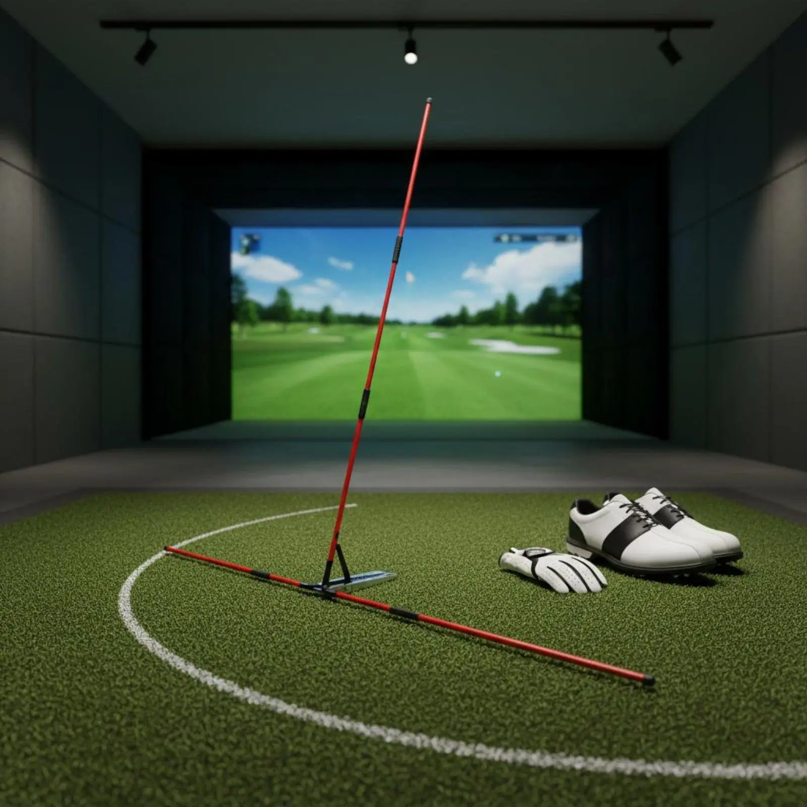 Golf Practice Swing Trainer Aid for Golf Swing Plane Correction Equipment with Iron Base Fiberglass Rod