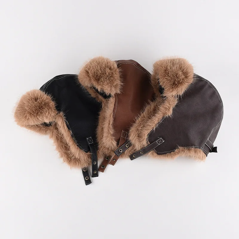 Ushanka Unisex Autumn And Winter All-matching Fleece-lined Thickened Flight Helmet Cycling Plush Cold-proof Warm Earflaps Cap 2