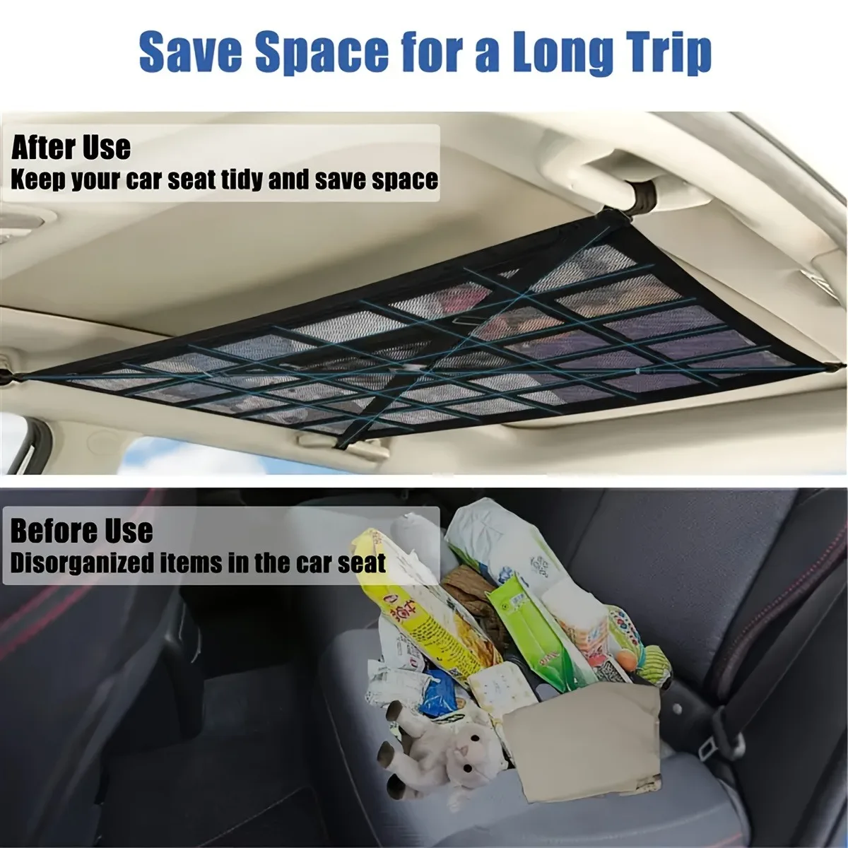

[Durable Car Net] Durable Nylon Car Roof Storage Net | Ideal for Trucks and SUVs, Perfect for Road Trips and Camping