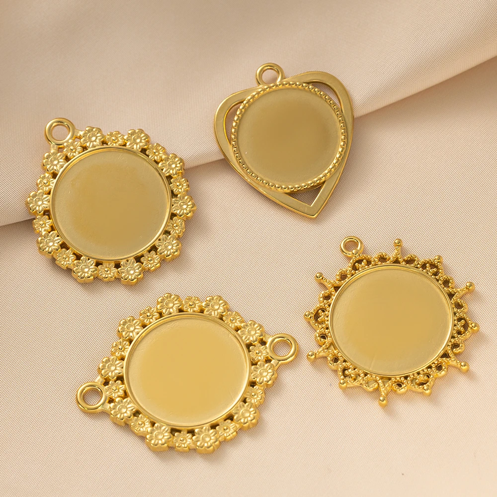 2 Stück Edelstahl-Anhänger Kameo-Cabochons Leere Fassung Charms für DIY Schmuckherstellung Halsketten Zubehör Komponenten – Detail 3