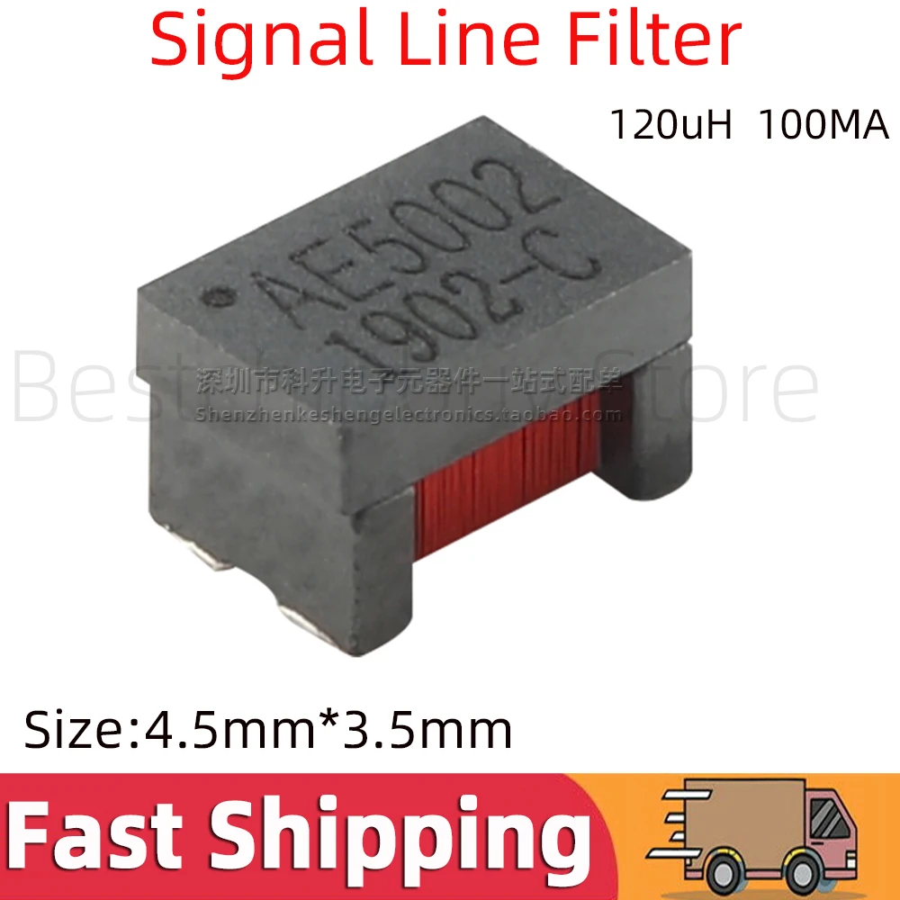 2pcs AE5002 SMT Surface Mount Common Mode Choke Coil Inductor Inductance 120uH 100MA Signal Line Power Filter 4.5mmx3.2mm