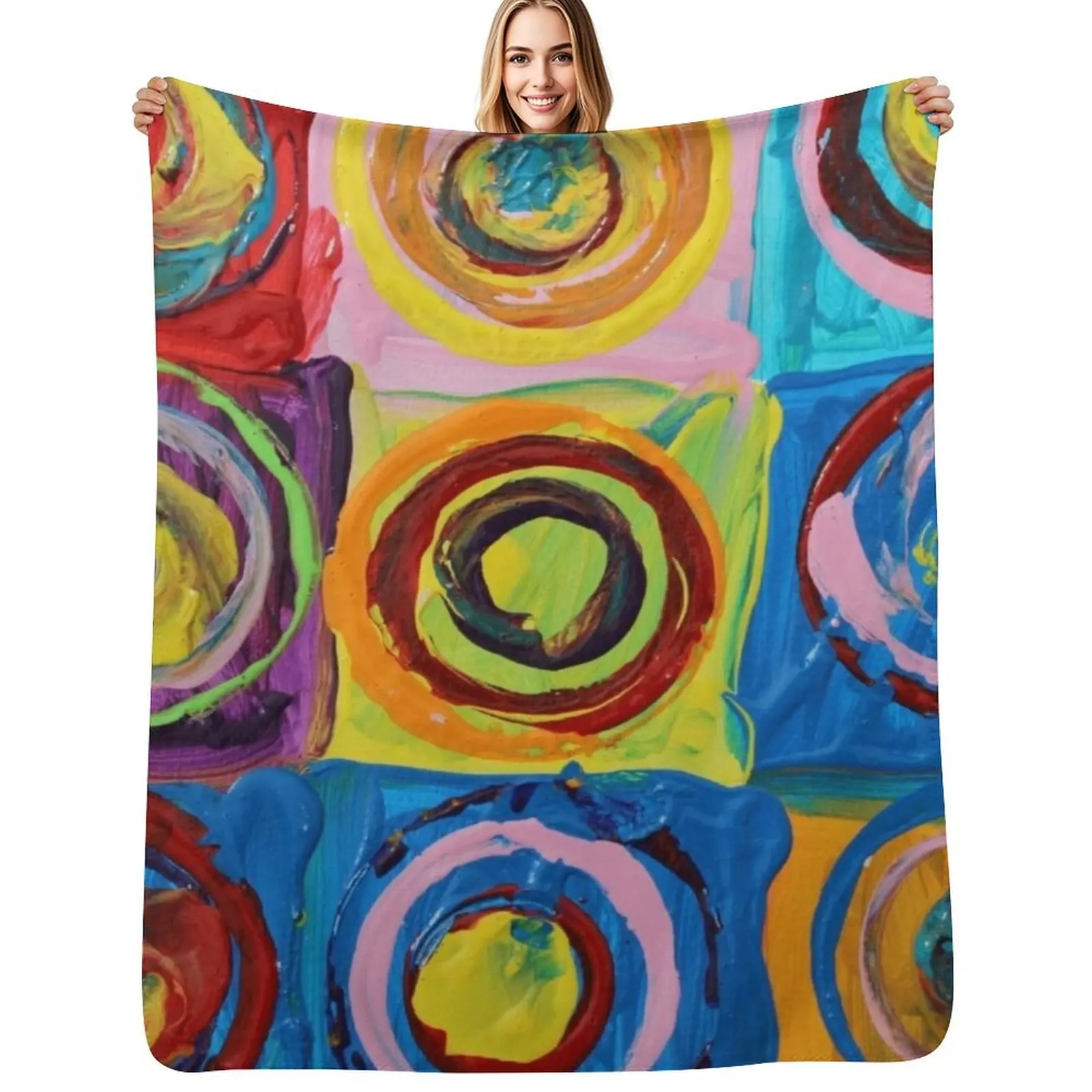 

Wissaly Kandinsky Patting Colorful Classic Art Throw Blanket Cozy Sofa Blanket for TV Watching Napping