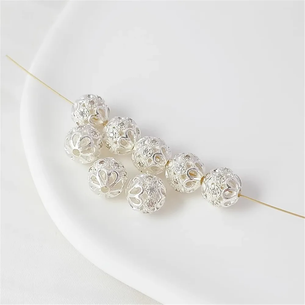

Copper-clad Silver Hollowed-out Zircon Beads, Small Daisy Hat, Loose Beads DIY Handmade Bracelet, Necklace and Accessory