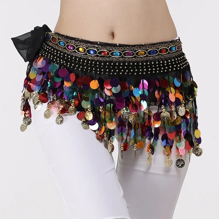 Female belly dance Waist Chain High grade Belt Training Clothing Waist Seal Sequins Indian Dance Waist Scarf