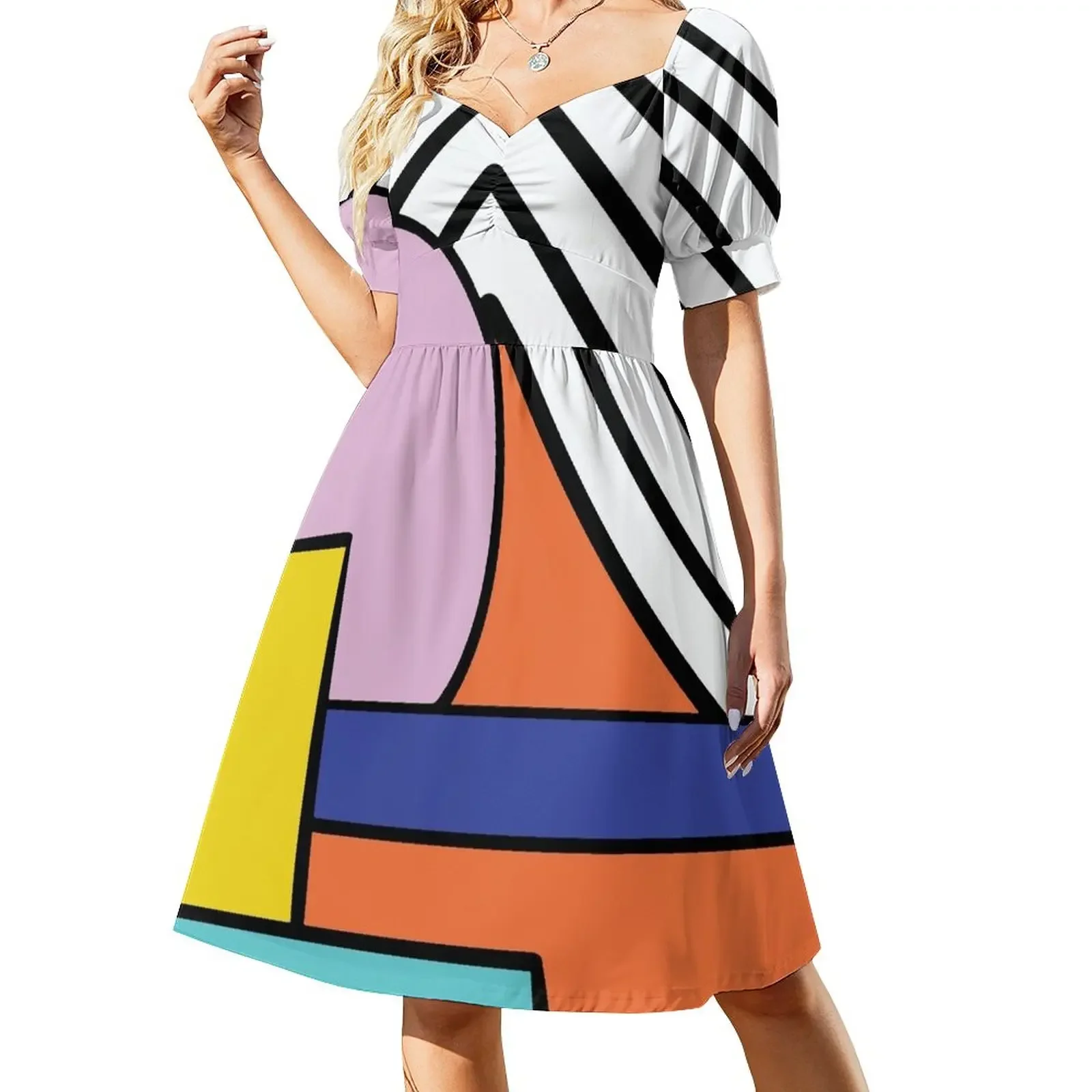 

Pantone pattern. A decorative, colourful design, empowering and structured. Short-Sleeved Dress women's summer clothing 2025