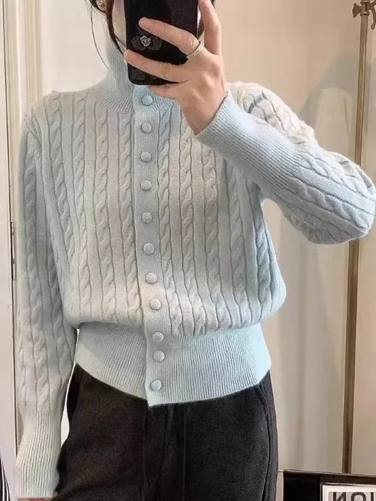 أوائل الخريف الكورية Sle محبوك سترة مفتوحة المرأة الخريف الشتاء تنوعا التخسيس سترة صغيرة الحجم Jaet