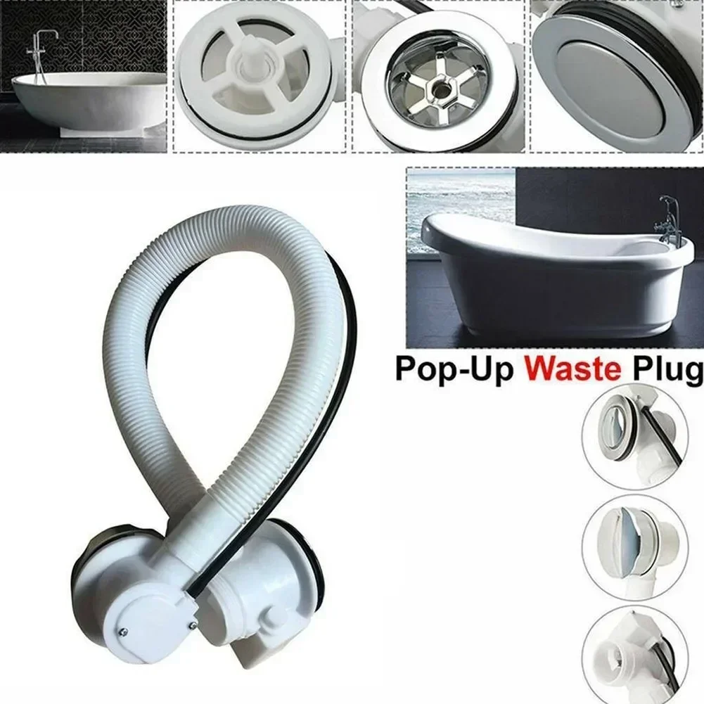 

1set Concealed Bath Overflow Waste Pop-Up Plug Plastic Pipe And Chrome Handle Bathroom Kit Round Chrome Hardware Supplies