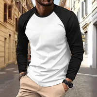 T-shirts pour hommes à manches longues col rond Pactwork manches Raglan décontractées couleur assortie pour hommes nouveau printemps automne T-shirts hommes vêtements haut 6