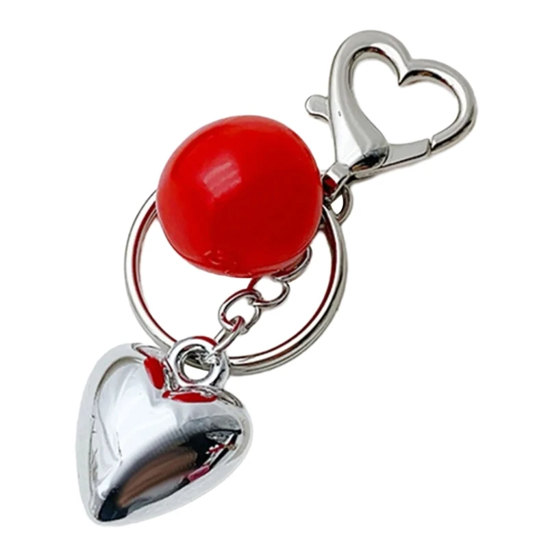 Elegant Strawberry Heart Key Chain Adornment Stylish Keyring Pendant Fashionable Bag Charm Jewelry for Women and Girls