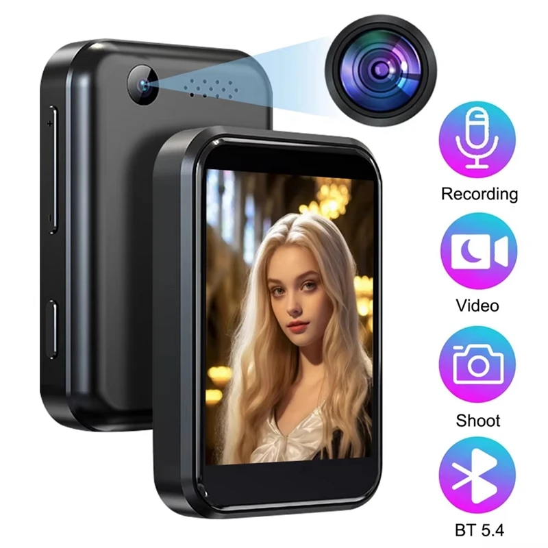 Портативный MP3-плеер Bluetooth 5,4 Hi-Fi музыкальный плеер MP3 Walkman сенсорный экран динамик рекордер камера воспроизведение видео