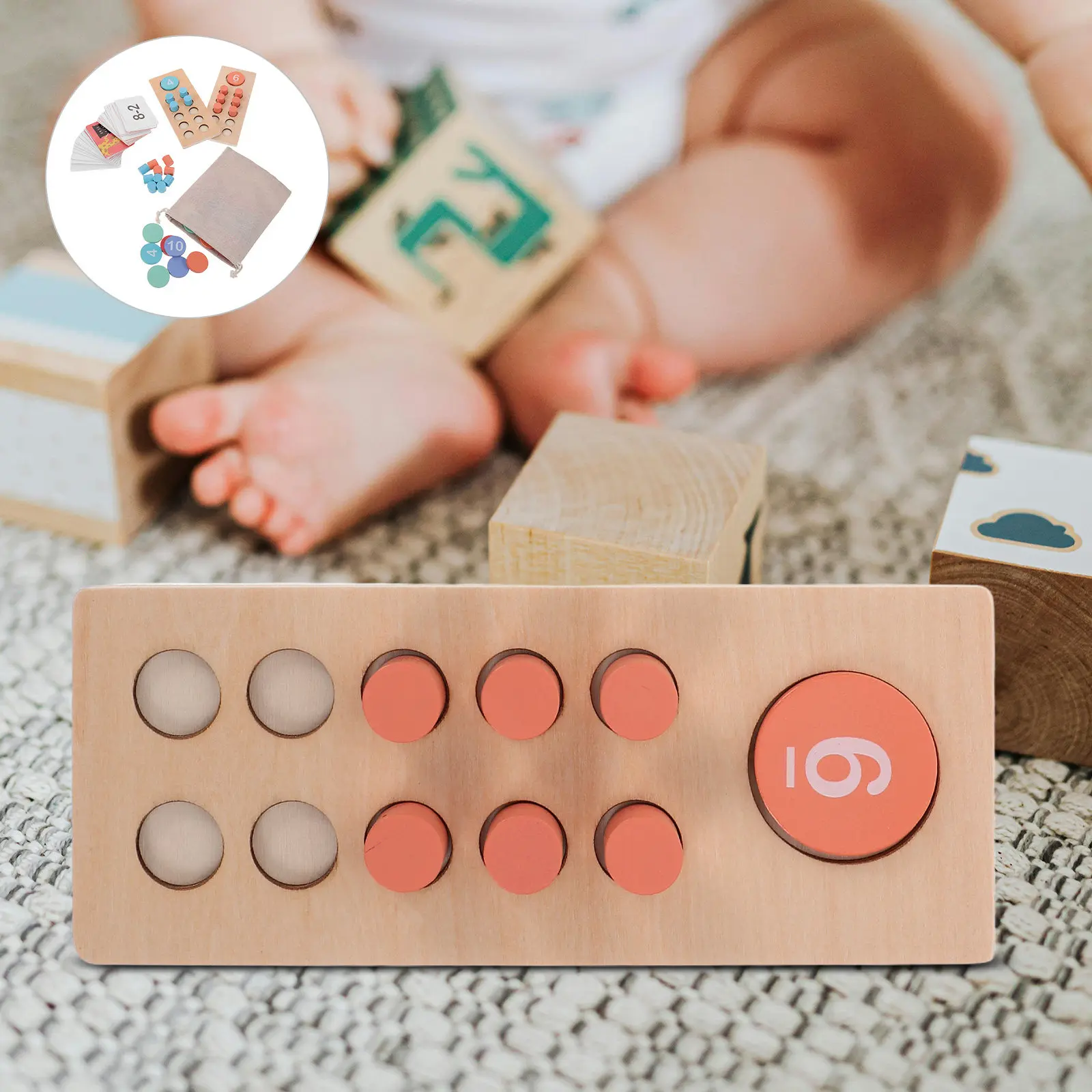 

Набор деревянных арифметических рамок для детей в стиле Монтессори: разноцветные бусины, инструмент для практического изучения математики, для дошкольников