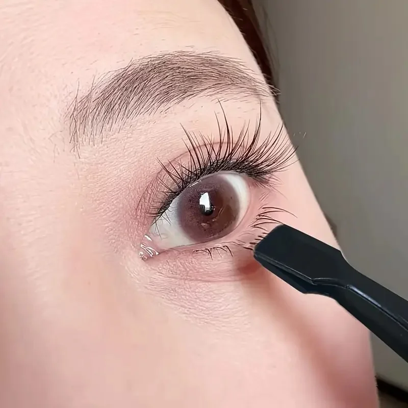 Precision Lower Lash Tweezers Eyelash Extensions Tweezers with Flat Wide Tips Premium Stainless Steel Lash Applicator Non-Slip