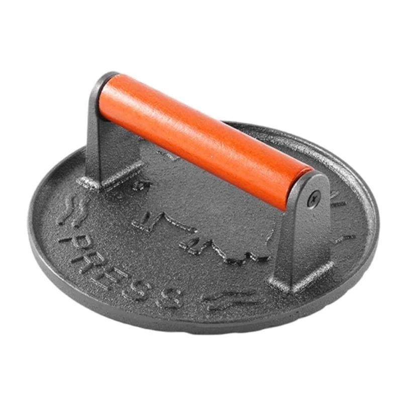 W8EA Cast Iron Burger Press with Ergonomic Handle Heat Resistant Hamburger and Patty Maker Kitchen Cooking Supplies