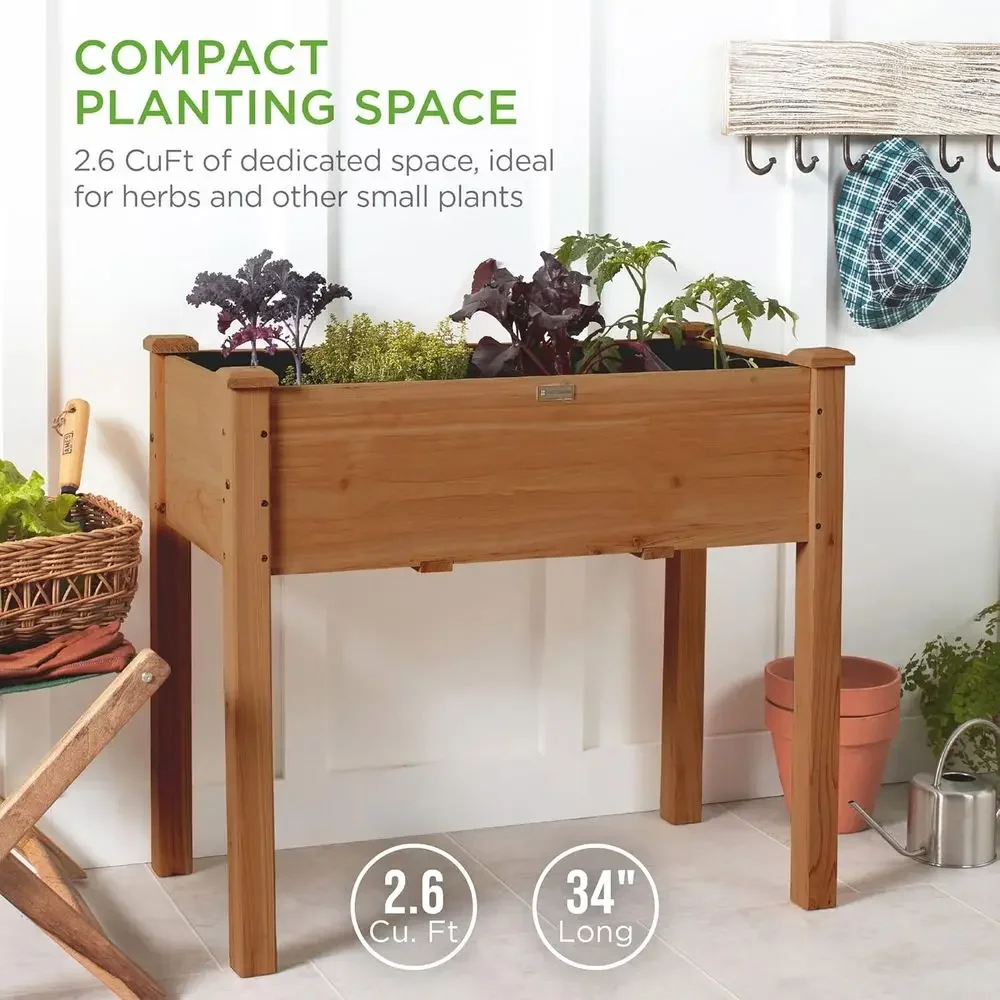 34x18x30in Large Elevated Garden Bed for Kids, Patio, or Balcony - Acorn Brown, 150lb Capacity