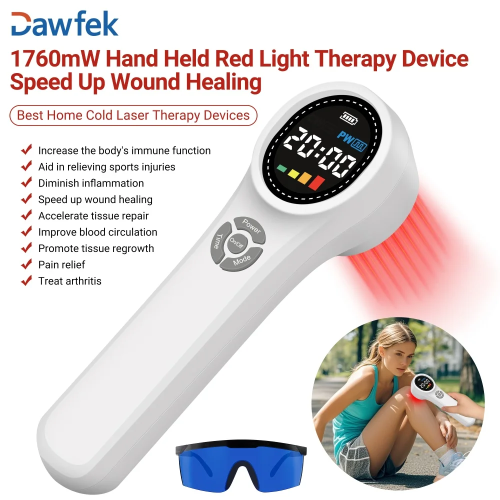 1760mW 660nm 810nm 980nm Handheld Red Light Therapy Device Low Level Cold Laser Treatment for Pain Relief Wound Healing Home Use