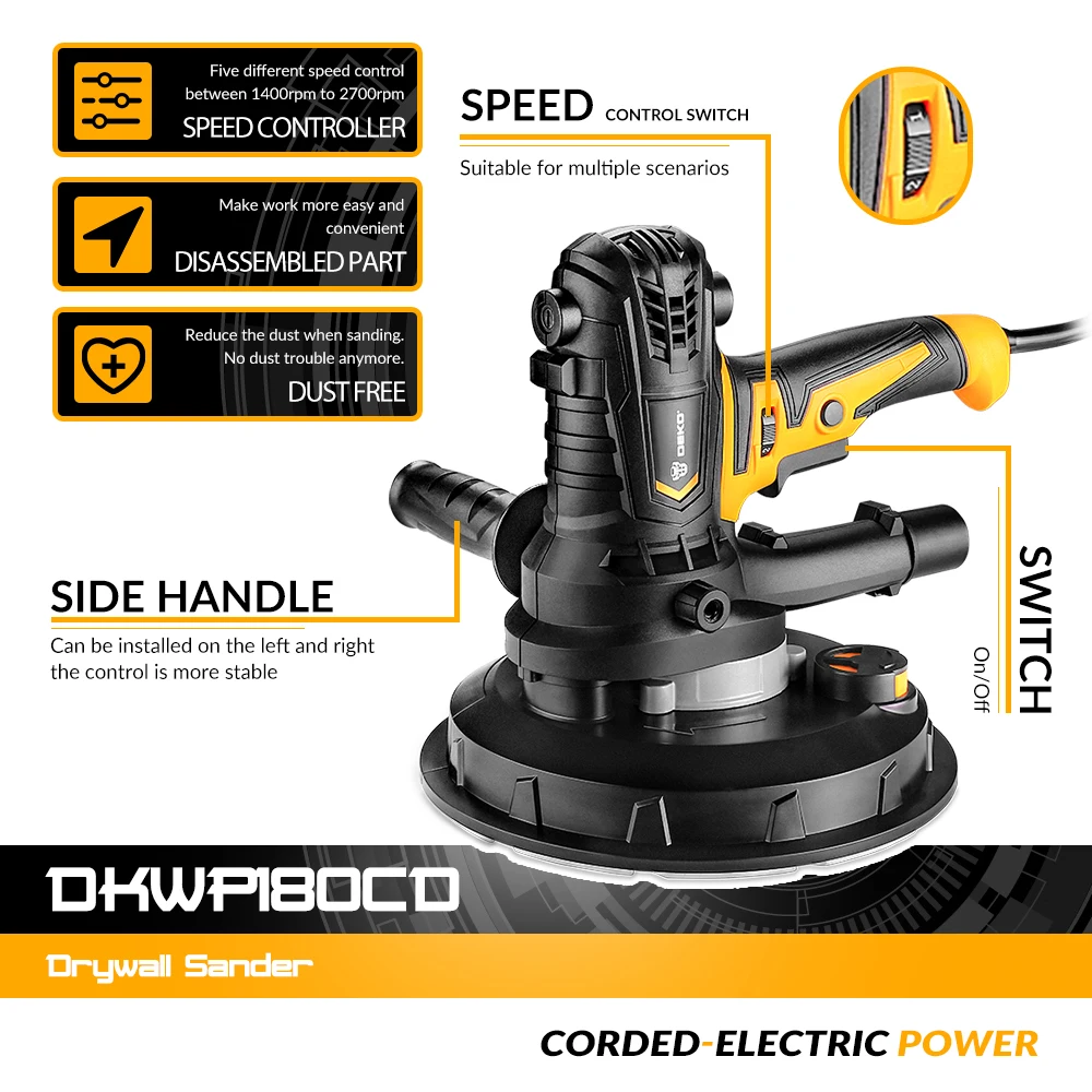 Imagem -02 - Deko Dkwp180cdld Dkwp180cd 900w Drywall Lixadeira Moagem Portátil Máquina de Polimento