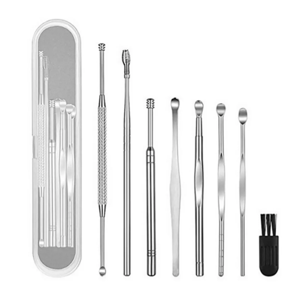 

8 Pcs Ear Wax Removal Kit,Professional Double-Headed Ear Pick Earwax Removal Tools,316L Stainless Steel Ear Cleaner Curette