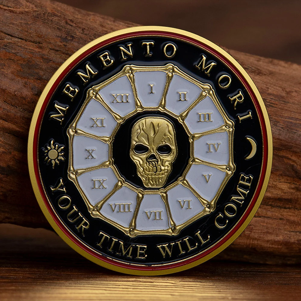 تذكر أن يعيش Memento Vivere Souvenir Coin مطلية بالذهب Memento Mori وقتك سوف يأتي عملة تذكارية