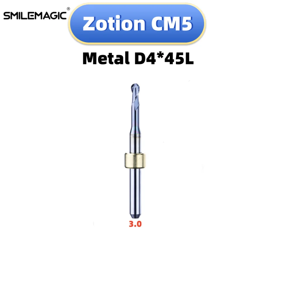 Zotion C 5M Frezen Burs Nc Coating Metaal Slijpen Voor Cad Cam Freesmachine 0.6/1.0/2.5 Schacht D4 Totaal 45Mm