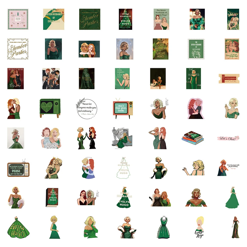 10/30/55 قطعة الأزواج السبعة إيفلين هوغو ملصقات الكرتون ملصق DIY بها بنفسك زجاجة ماء الهاتف المحمول الكتابة على الجدران الشارات الديكور