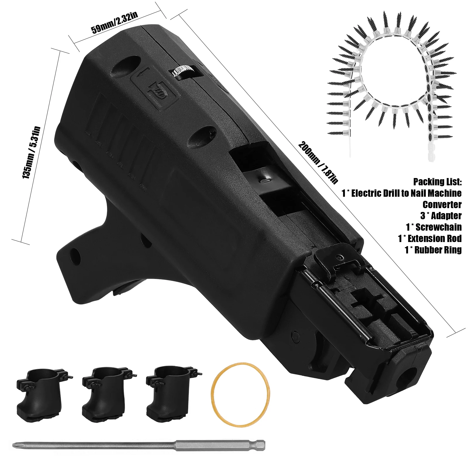Automatic Lithium Electric Drill Chainscrew Machine Converter Cordless Staple Machine Electric Nailer Stapler Conversion Tool