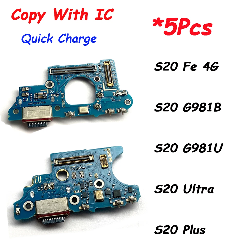 5Pcs，Fast Charger USB Dock Charging Dock Port Board With Microphone For Samsung S20 Fe 4G / S20 Plus Ultra S21 G981B G986B G991B