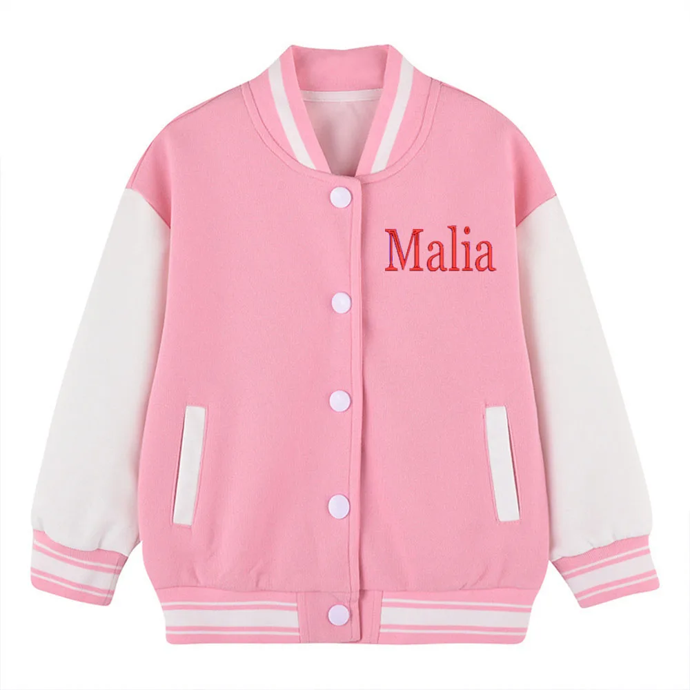 Personalized Unisex Baseball Style Children's School Team Jacket, Boys And Girls Custom Embroidered Name Rugby Jacket